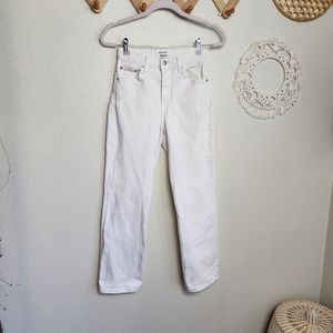 Reformation Liza High Straight Crop Denim In Ivory